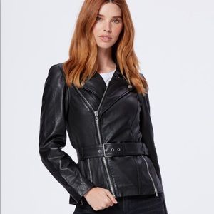 New Paige Dita Belted Leather Jacket - S